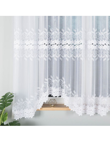 BASTIA · firanka gotowa · biała · klasyczny wzór · 450x180 cm