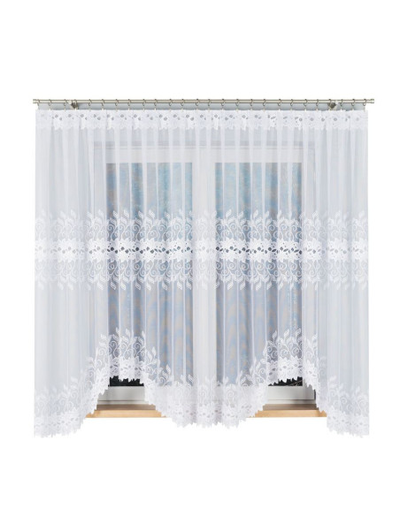 BASTIA · firanka gotowa · biała · klasyczny wzór · 450x180 cm