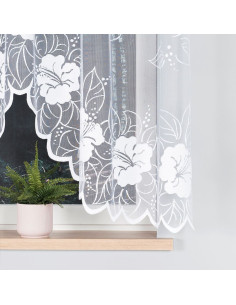 GRACJANA · firanka gotowa · biała · kwiaty i liście · 300x160 2