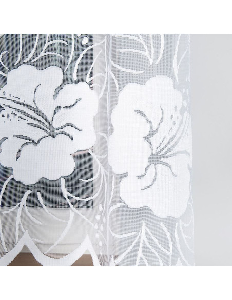 GRACJANA · firanka gotowa · biała · kwiaty i liście · 300x160
