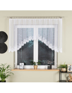 ŻANETA · firanka gotowa z podcięciem · biała · wzór dołem · 300x105 cm