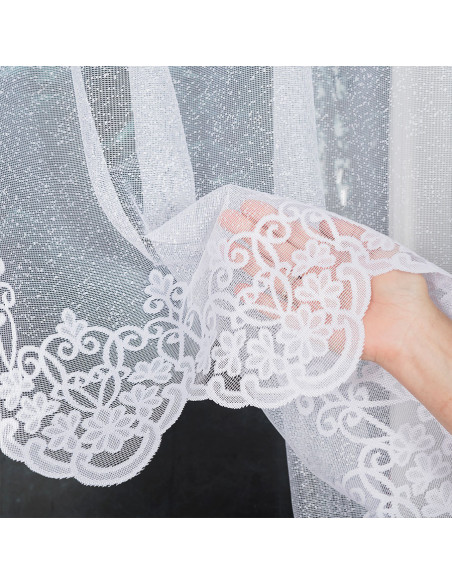 ŻANETA · firanka gotowa z podcięciem · biała · wzór dołem · 300x105 cm
