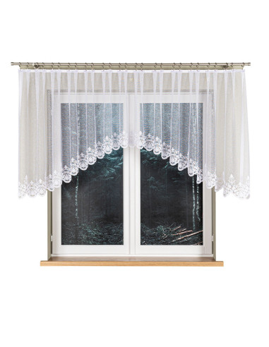 ŻANETA · firanka gotowa z podcięciem · biała · wzór dołem · 300x105 cm