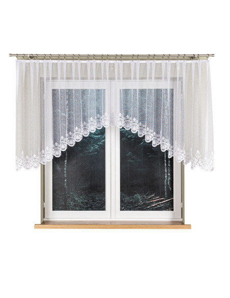 ŻANETA · firanka gotowa z podcięciem · biała · wzór dołem · 300x105 cm
