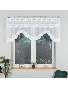 BASTIA - Firanka gotowa żakardowa z podcięciem na dole - 230x80 cm - kolor biały