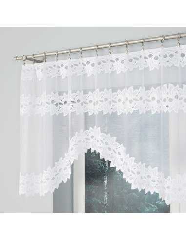 BASTIA - Firanka gotowa żakardowa z podcięciem na dole - 230x80 cm - kolor biały
