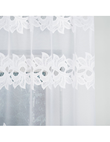 BASTIA - Firanka gotowa żakardowa z podcięciem na dole - 230x80 cm - kolor biały