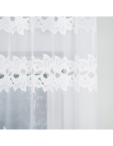 BASTIA - Firanka gotowa żakardowa z podcięciem na dole - 230x80 cm - kolor biały