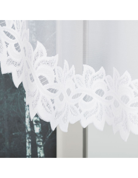 BASTIA - Firanka gotowa żakardowa z podcięciem na dole - 230x80 cm - kolor biały