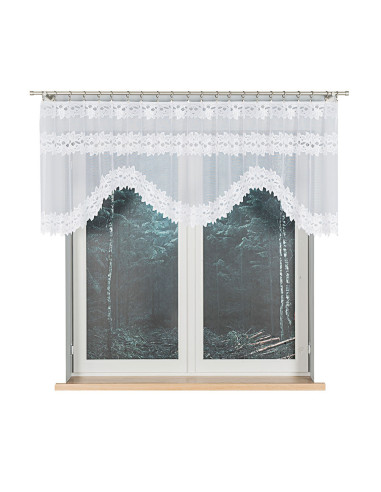 BASTIA - Firanka gotowa żakardowa z podcięciem na dole - 230x80 cm - kolor biały