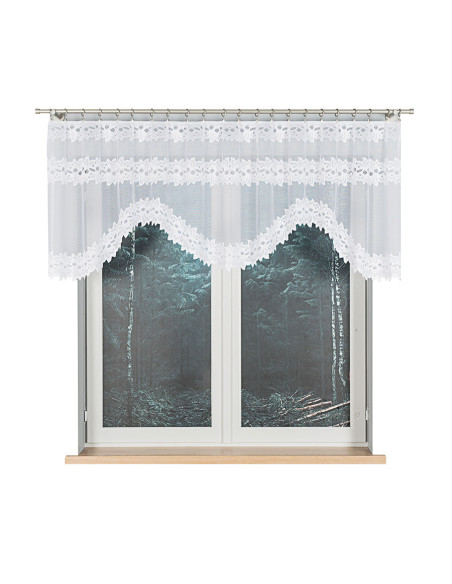 BASTIA - Firanka gotowa żakardowa z podcięciem na dole - 230x80 cm - kolor biały