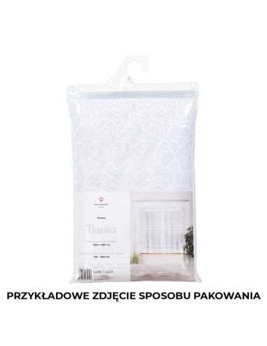 BASTIA - Firanka gotowa żakardowa z podcięciem na dole - 230x80 cm - kolor biały