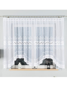 BASTIA · firanka gotowa · biała · klasyczny wzór roślinny · 400x160