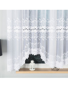 BASTIA · firanka gotowa · biała · klasyczny wzór roślinny · 400x160 2