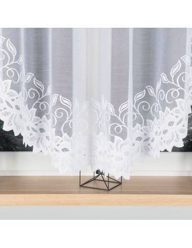 BASTIA · firanka gotowa · biała · klasyczny wzór roślinny · 400x160