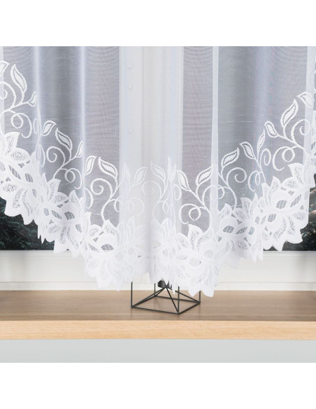 BASTIA · firanka gotowa · biała · klasyczny wzór roślinny · 400x160