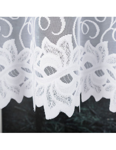 BASTIA · firanka gotowa · biała · klasyczny wzór roślinny · 400x160