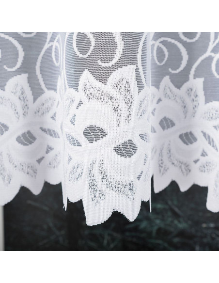 BASTIA · firanka gotowa · biała · klasyczny wzór roślinny · 400x160