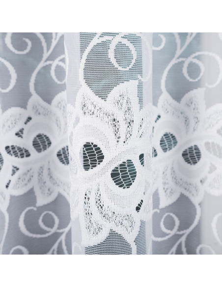 BASTIA · firanka gotowa · biała · klasyczny wzór roślinny · 400x160