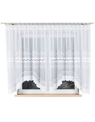 BASTIA · firanka gotowa · biała · klasyczny wzór roślinny · 400x160