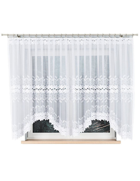 BASTIA · firanka gotowa · biała · klasyczny wzór roślinny · 400x160