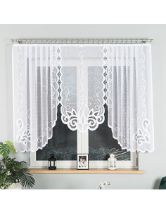 EWELINA · firanka gotowa żakardowa · biała · klasyczny wzór · 300x140