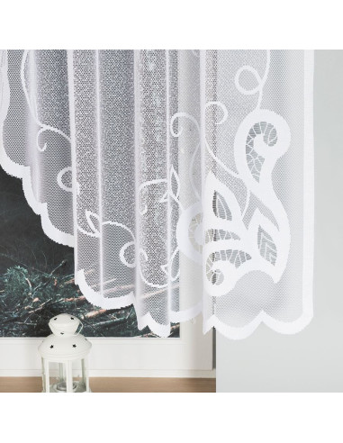 EWELINA · firanka gotowa żakardowa · biała · klasyczny wzór · 300x140
