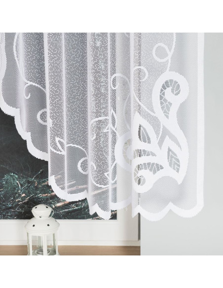 EWELINA · firanka gotowa żakardowa · biała · klasyczny wzór · 300x140