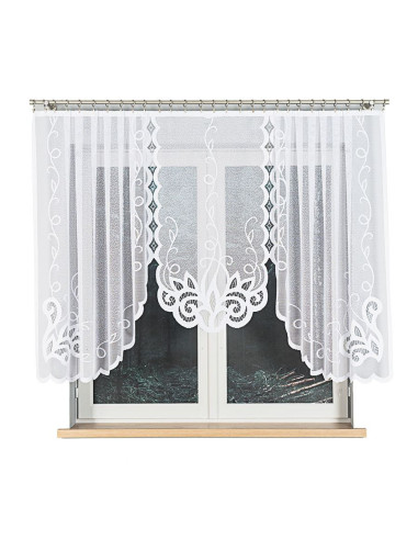 EWELINA · firanka gotowa żakardowa · biała · klasyczny wzór · 300x140