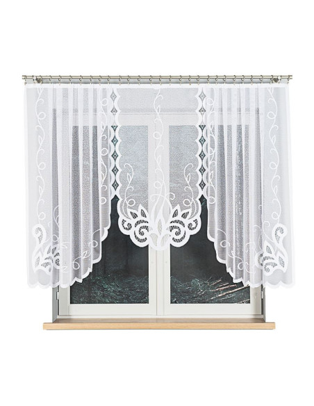 EWELINA · firanka gotowa żakardowa · biała · klasyczny wzór · 300x140