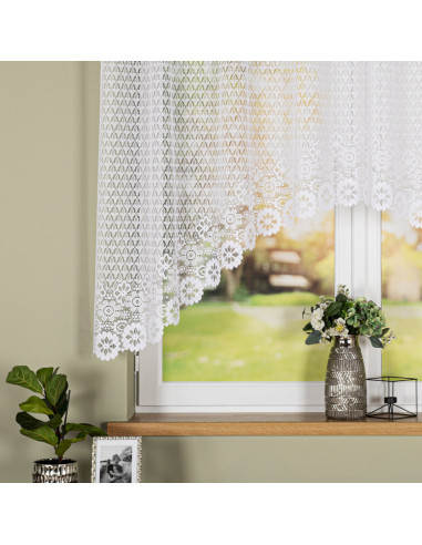 FAUSTYNA · Firanka gotowa żakardowa z podcięciem na dole · 250x140 cm · kolor biały