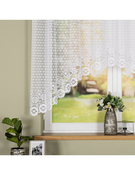 FAUSTYNA · Firanka gotowa żakardowa z podcięciem na dole · 250x140 cm · kolor biały