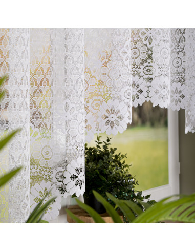 FAUSTYNA · Firanka gotowa żakardowa z podcięciem na dole · 250x140 cm · kolor biały