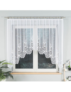BERENIKA - Firanka gotowa żakardowa z podcięciem na dole - 330x140 cm - kolor biały