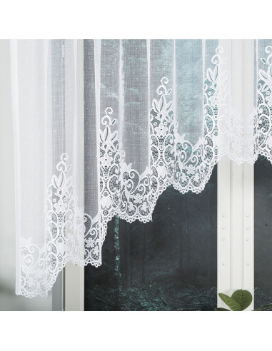 BERENIKA - Firanka gotowa żakardowa z podcięciem na dole - 330x140 cm - kolor biały