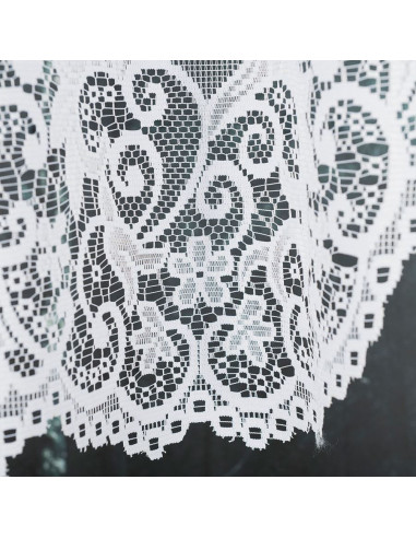 BERENIKA - Firanka gotowa żakardowa z podcięciem na dole - 330x140 cm - kolor biały