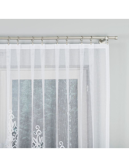 BERENIKA - Firanka gotowa żakardowa z podcięciem na dole - 330x140 cm - kolor biały