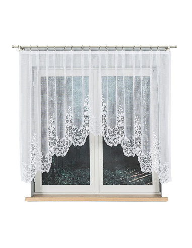 BERENIKA - Firanka gotowa żakardowa z podcięciem na dole - 330x140 cm - kolor biały