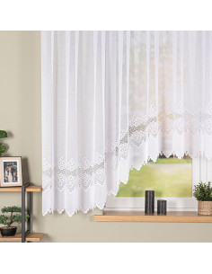 MODESTA - Firanka gotowa żakardowa z podcięciem na dole - 400x160 cm - kolor biały 2