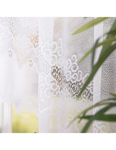 MODESTA - Firanka gotowa żakardowa z podcięciem na dole - 400x160 cm - kolor biały