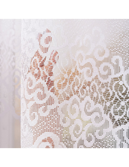 MODESTA - Firanka gotowa żakardowa z podcięciem na dole - 400x160 cm - kolor biały