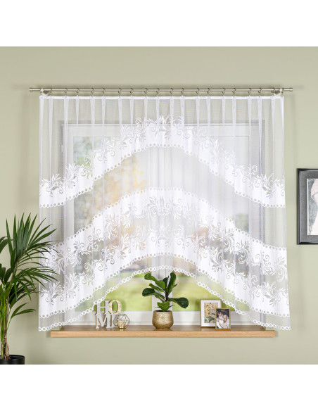 SŁAWOMIRA · firanka gotowa · biała · klasyczny wzór z podcięciem · 300x160