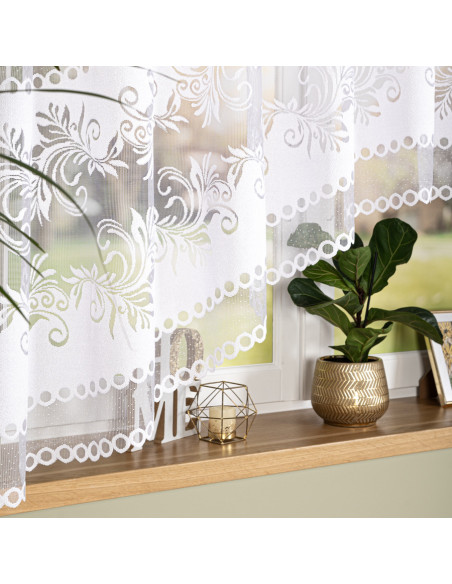 SŁAWOMIRA · firanka gotowa · biała · klasyczny wzór z podcięciem · 300x160