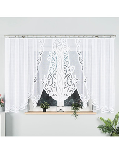 POLA · firanka gotowa · biała · klasyczny wzór z wycinanym dołem · 400x160