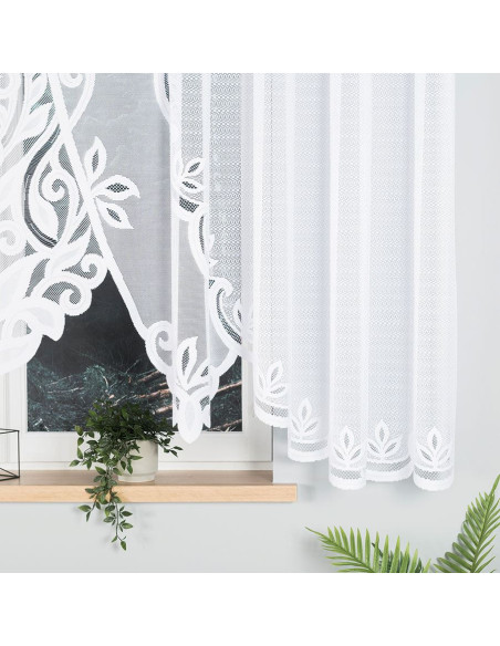 POLA · firanka gotowa · biała · klasyczny wzór z wycinanym dołem · 400x160