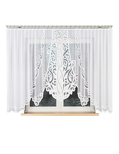 POLA · firanka gotowa · biała · klasyczny wzór z wycinanym dołem · 400x160