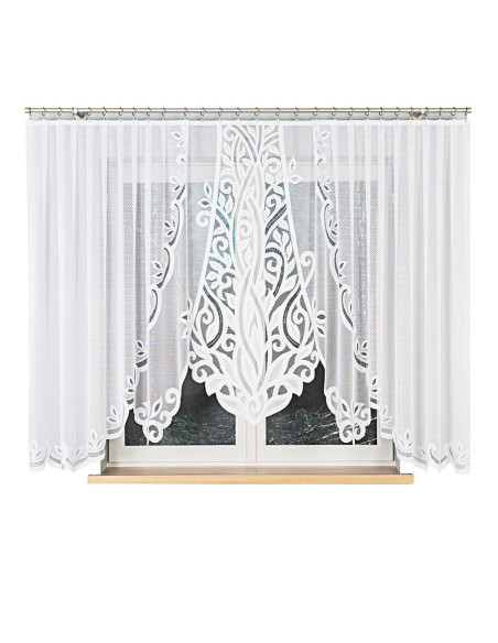 POLA · firanka gotowa · biała · klasyczny wzór z wycinanym dołem · 400x160