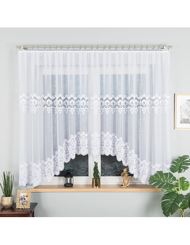 DARIA · firanka gotowa z podcięciem · biała · klasyczny wzór · 500x160