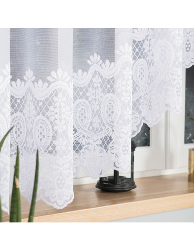 DARIA · firanka gotowa z podcięciem · biała · klasyczny wzór · 500x160