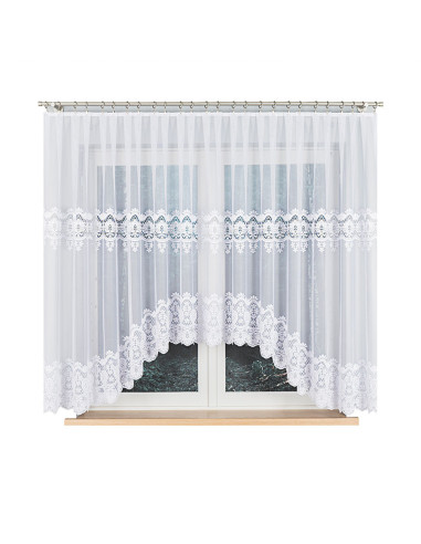 DARIA · firanka gotowa z podcięciem · biała · klasyczny wzór · 500x160